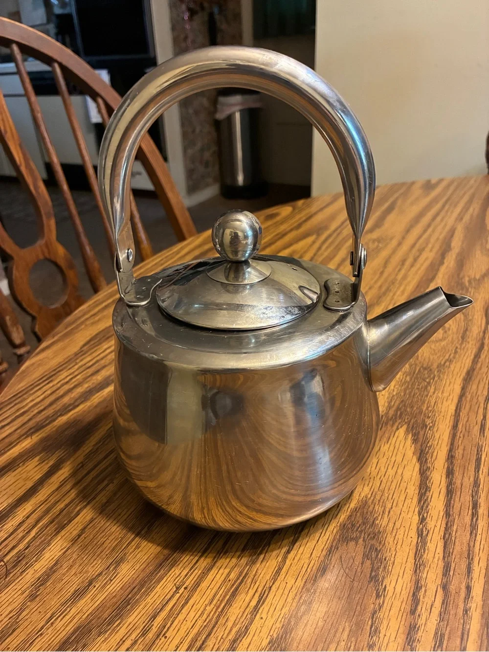 Brushed Stainless Steel Tea Kettle with Arched Handle - Silver